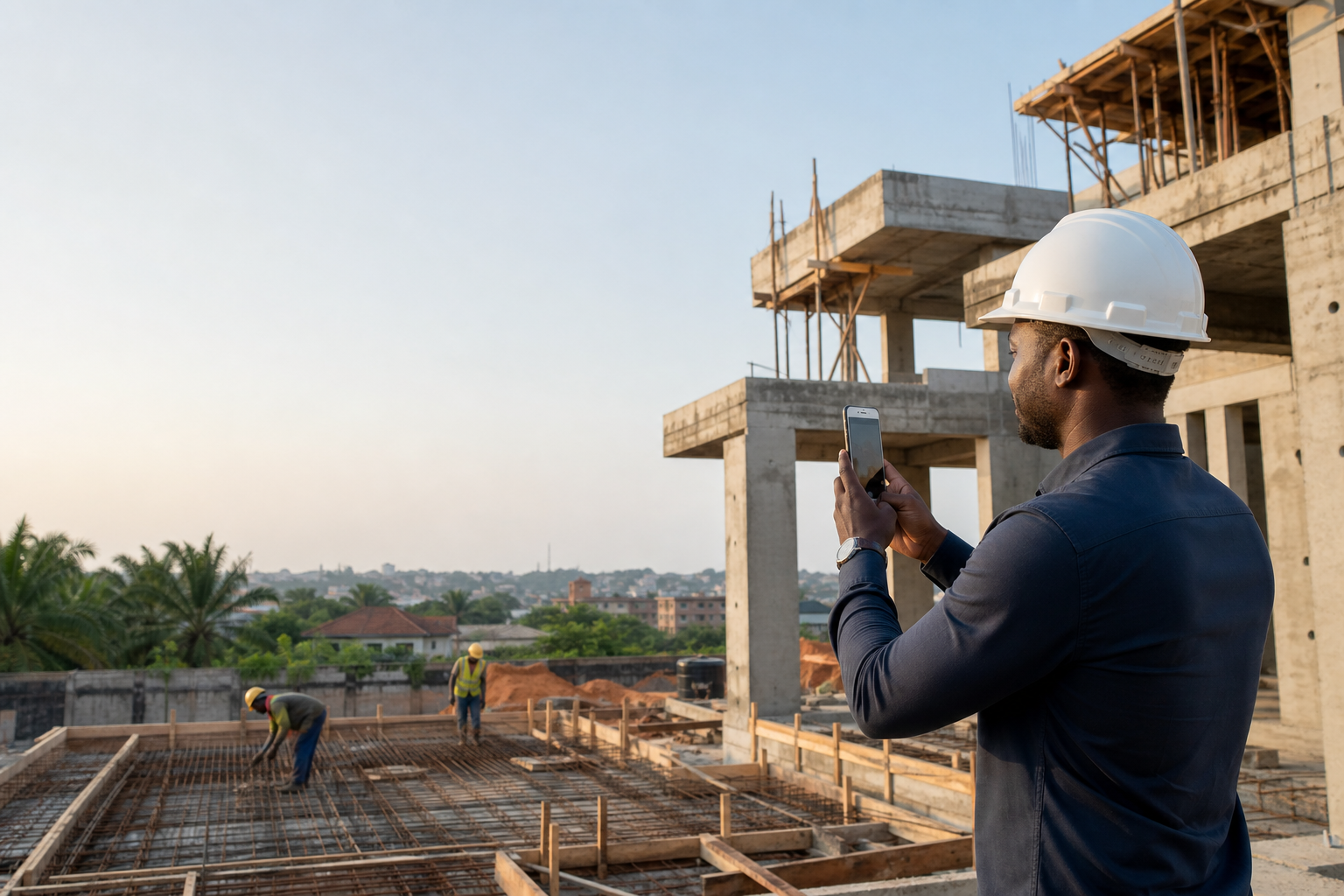Professionnel documentant un chantier avec Fondari